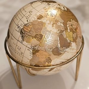 Decorative Gold & Cream Globe with Round Stand 🌎